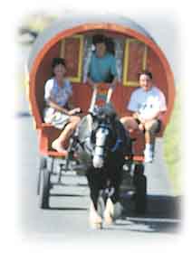 On horse back and hors drawn caravan